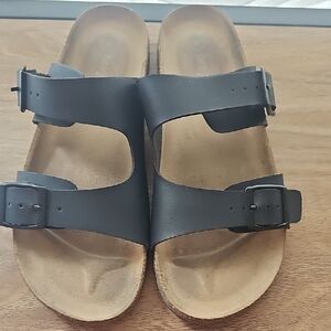 Girls Black Double Strap Sandals Sz 4